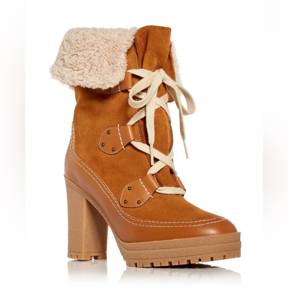 SEE BY CHLOE Verena Shearling Lined Boot in Tan
size 37 (6.5-7)